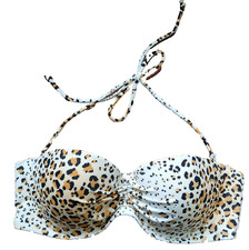 Victoria's Secret Swim Bikini Top Bandeau 34C Brown Leopard Print Underwire
