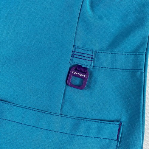 Carhartt Force Scrub Top Womens Small Blue Cross Flex Fast Dry Nurse C12210