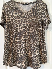 Women’s Brown And Tan Short Sleeve Cheetah Shirt Large