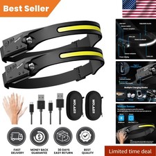 Comfortable 5-Mode LED Headlamp: 230  Wide Beam for Camping  Hiking - 2-Pack
