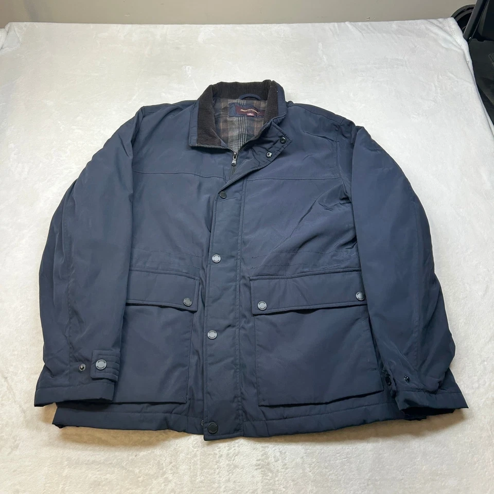 Chaqueta de Campo Johnston & Murphy Para Hombres XL Azul Cremallera Completa Abotonada Tareas Aisladas Foto 2 de 4