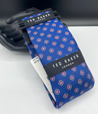 TED BAKER London Men's Silk Blend Tie  Royal Blue  Geometric  NEW MSRP 79.50