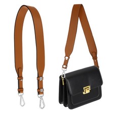 Leather Purse Strap Replacement Crossbody, Adjustable Bag Strap, Brown/Silver