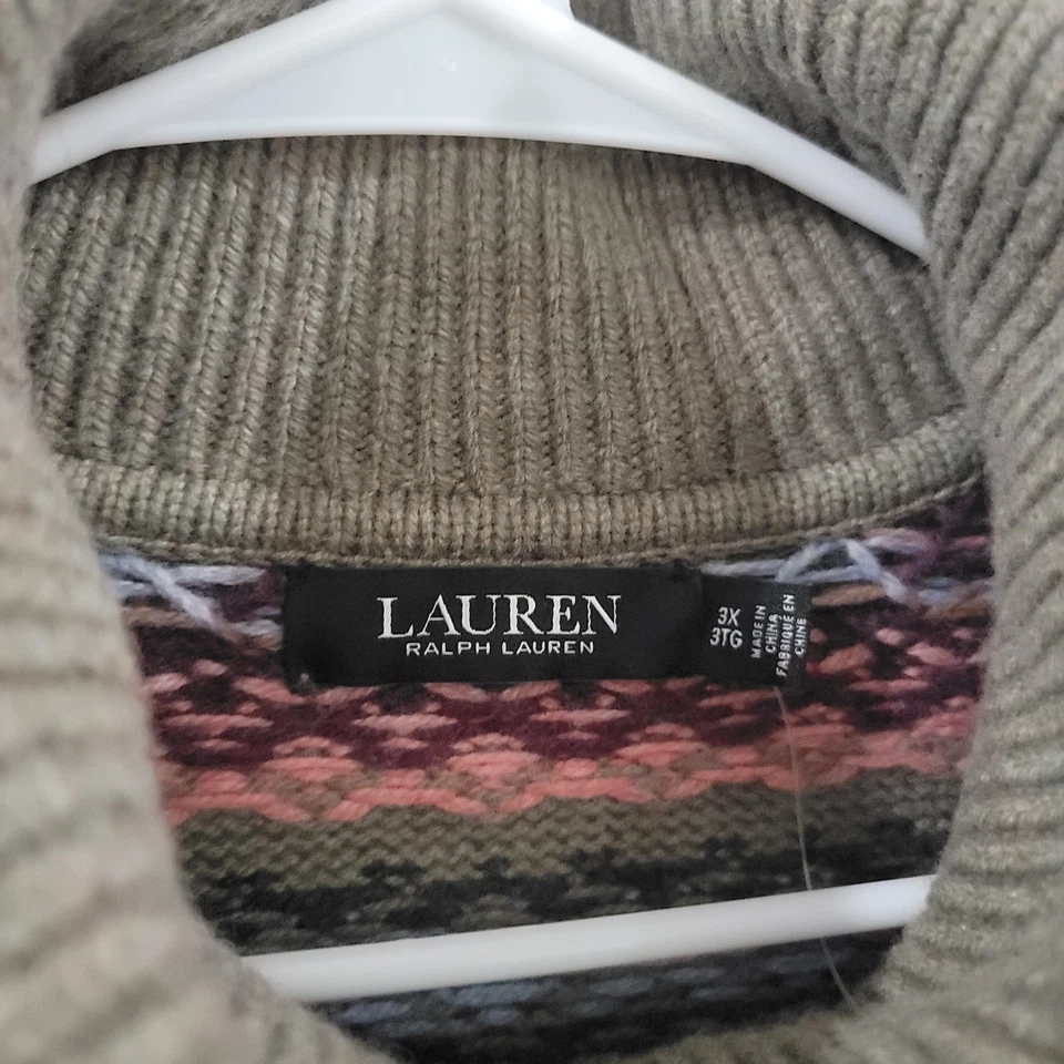 Suéter de cuello alto Lauren Ralph Lauren para mujer talla 3X mezcla de lana Fair Isle Foto 4 de 4