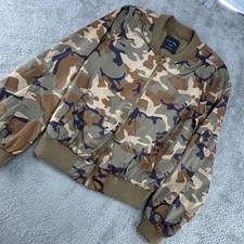 Love Tree Bomber Jacket Women Medium Green Camo Excellent Zip Utility Pocket