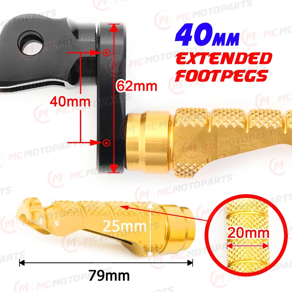 Para Yamaha FZ 750 85-91 90 89 88 87 86 MCCP 40mm Bajadora DORADO Pies de Piloto Foto 4 de 4