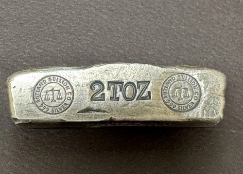 Rutland Bullion 2 Oz Vintage Style Silver Bar .999 Stamped Hand Pour