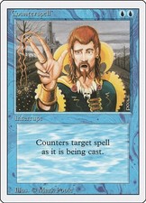 1994 Magic: The Gathering: 3ED - Counterspell (#54, Uncommon, Heavily Played)