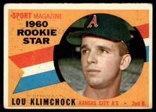 1960 Topps Lou Klimchock -- RC Kansas City Athletics #137