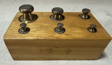 Vintage Brass Apothecary Scale Weight Set & Block! 6, 100 grains to 2000 grains
