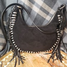 MICHAEL KORS Rhea Grommet Black Suede Silver,...