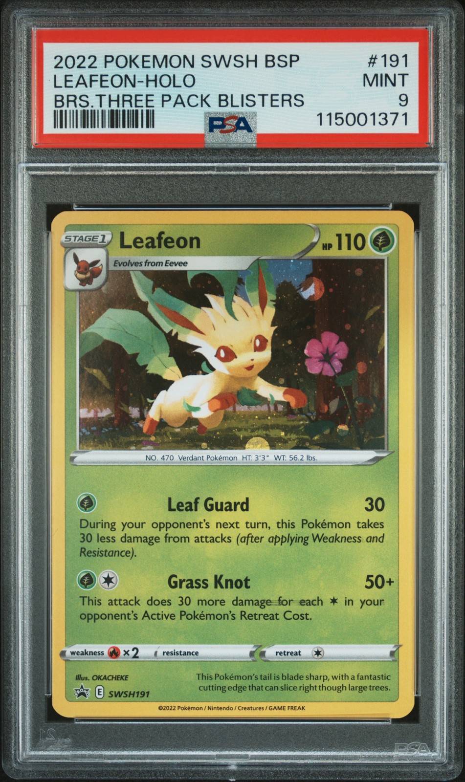2022 POKEMON SWSH BLACK STAR PROMO #191 LEAFEON-HOLO PSA 9