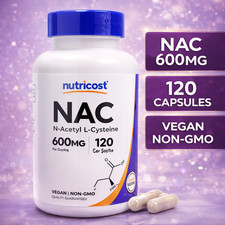 Nutricost NAC 600mg 120 , N-Acetyl L-Cysteine, Non-GMO Vegan Supplement