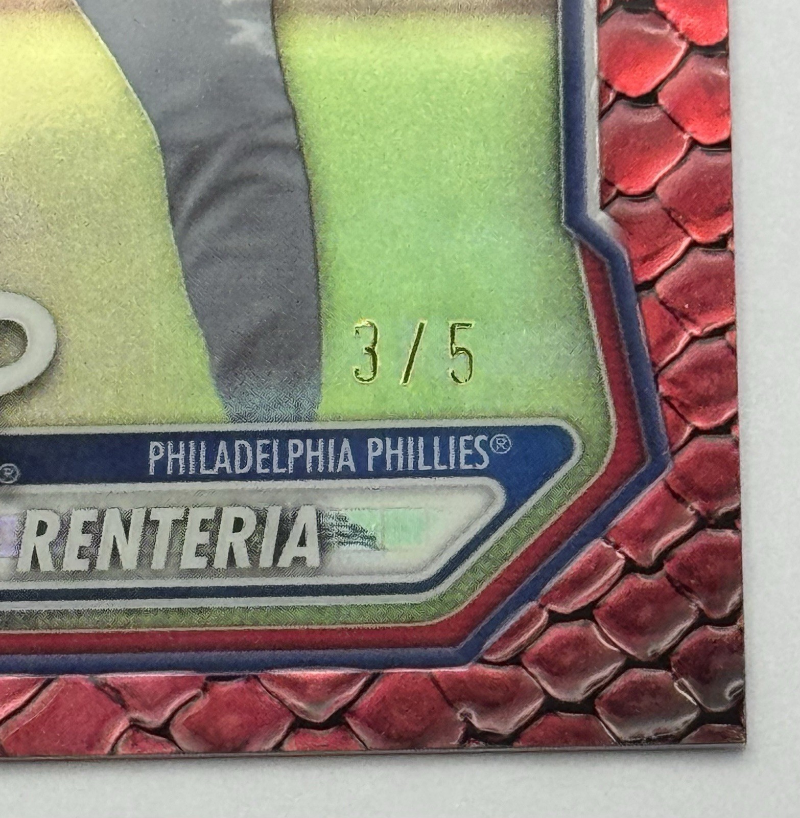 2026 (1ST) Bowman Chrome FRANCISCO RENTERIA Red Reptilian RC #’D 3/5 {PHILLIES} view 8