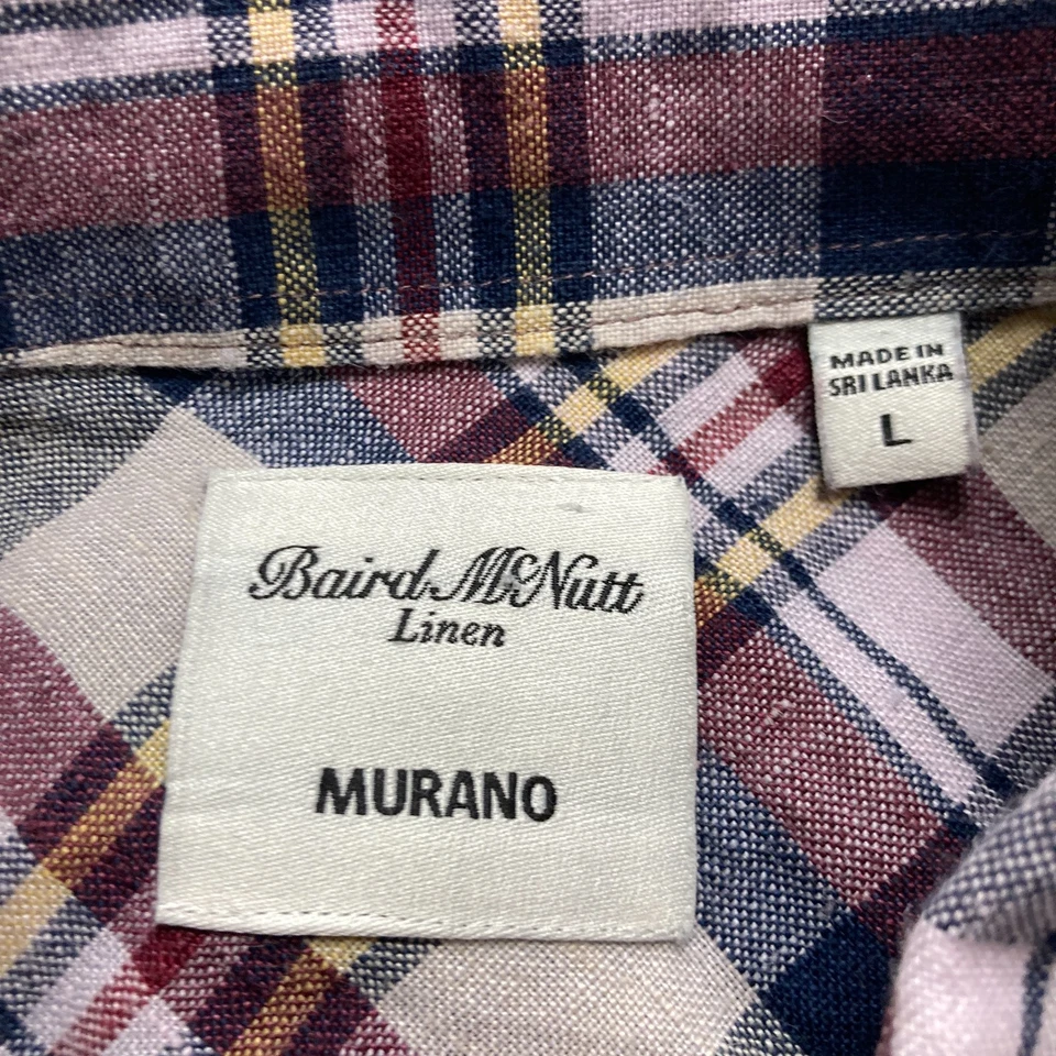 Baird McNutt Shirt Mens Large Linen Plaid Button Up Long Sleeve Murano - Image 3 of 4