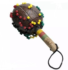 Maraca Afox  Gourd Beaded Coconut Shell Beads Shaker Percussion Instrument