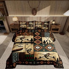 Fish Bedding Set Soft for Boys Girls, Cabin Comforter Set Twin Size Wildlife ...