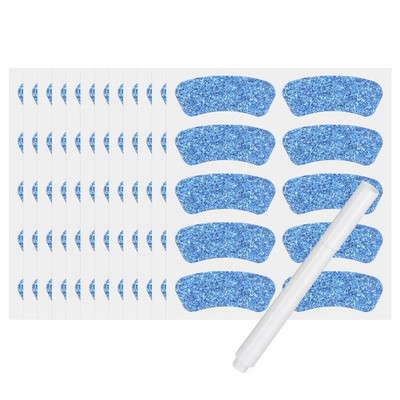 60 Pair Sports Eye Stickers, Face Stickers with 1Pcs White Pencil (Shiny Blue)
