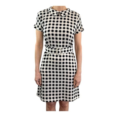 Max&Co Size 6 8 Aus (2 US) Black & White Check  A Line Collared Dress With Belt
