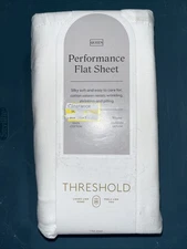 Queen 400 Thread Count Performance Flat Sheet Sour Cream Color Threshold: Cotton