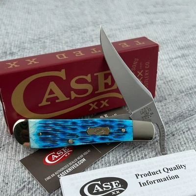 Case XX 51859 Pocket Worn Mediterranean Blue Bone Russlock Pocket Knife