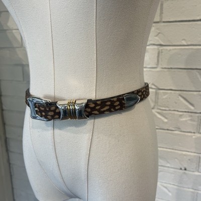Vintage 90s B.B. Simon Deer Animal Print Fur Belt Womens S/M