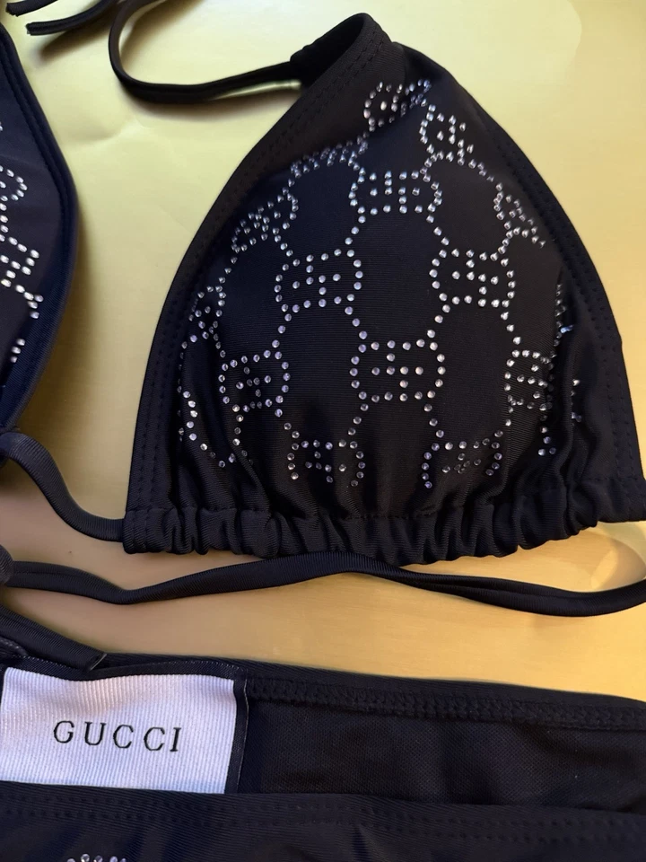 Traje de baño Gucci estrás GG dos piezas negro talla L nuevo Foto 2 de 4