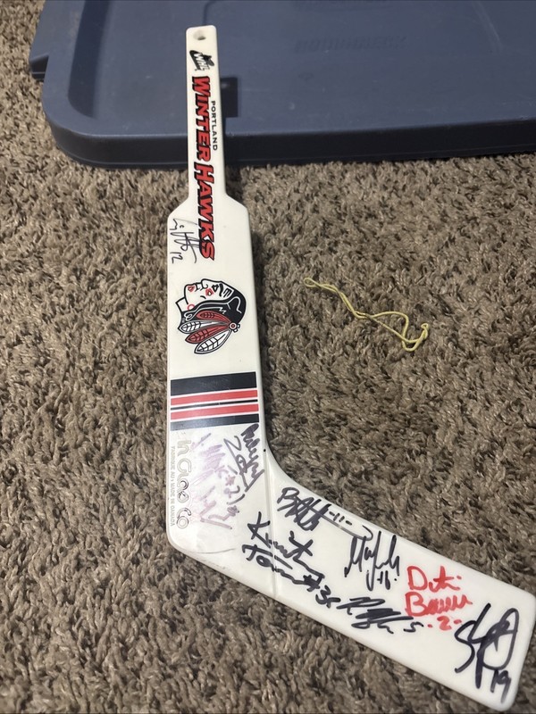 Portland Winter Hawks  Autographed Mini Hockey Stick 19"