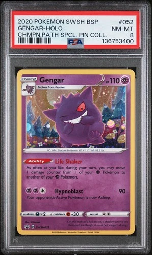 2020 POKEMON SWSH PROMO CHAMPION'S PATH SPECIAL PIN COLLECTION GENGAR-HOLO PSA 8