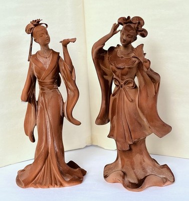 Set 2 Andrea by Sadek, Japan, Porcelain Bisque 8'' Chinese NobleWomen Figurines