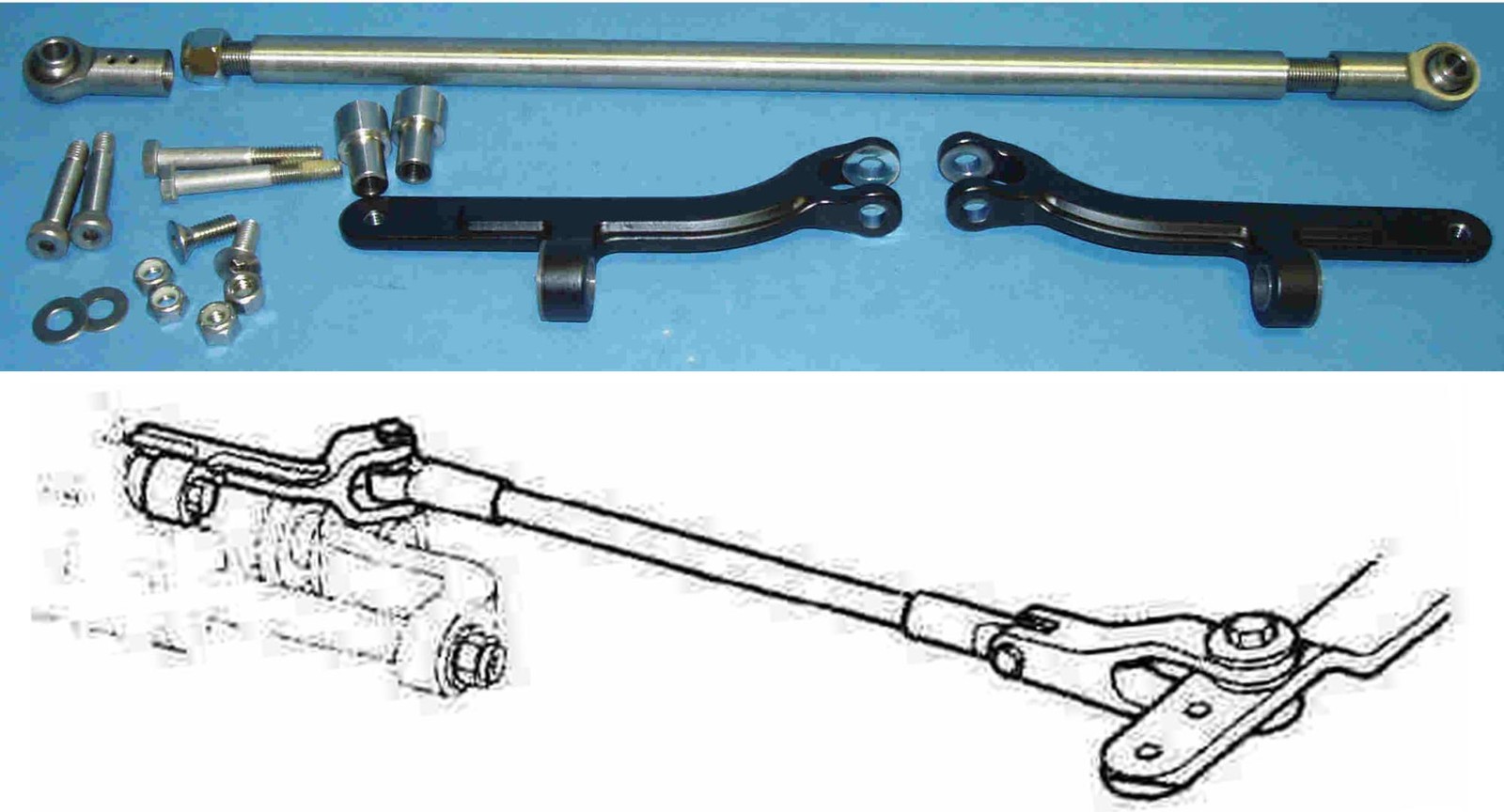 SeaStar Teleflex HO6001 Hydraulic Steering Tie Bar Kit HC5345 Cylinder JE Ficht