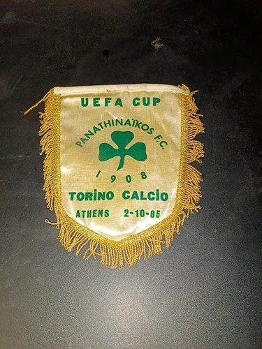 RARE PENNANT GREEK PANATHINAIKOS TURIN UEFA CUP 1985/86 ATHENS PENNANT