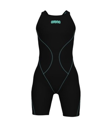 Arena Women's Powerskin Impulso Open Back Racing Suit, US Size 26, Black/Teal