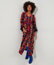 Joe Browns Women's Dramatic Sleeve Button-Through Boho Maxi Dress, Orange, 6