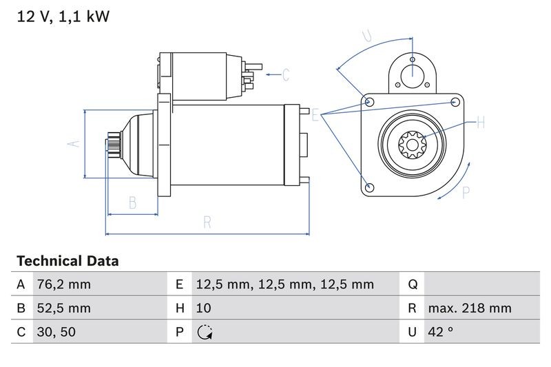 Démarreur 02Z911023G avec pignon renforcé 10 dents pour moteur 12V