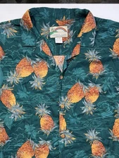 VTG Paradise Found Pineapple Hawaiian Shirt Mens 2XL Green 90s Tropical Beach