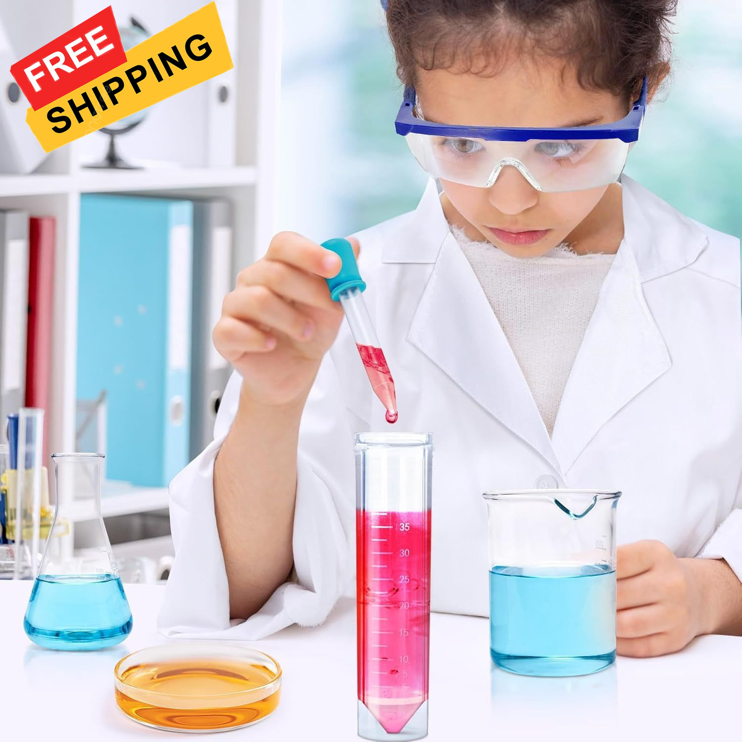 UNGLINGA Kids Lab Coat Doctor Scientist Costume with Science Goggles X-Large 