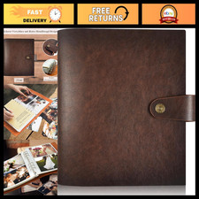 Leather Photo Album 4x6 for 200 Photos, Scrapbook with Writing Space, Family W