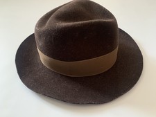 VTG Mallory by Stetson 100 Wool Brown Fedora Hat Sz 7 1/8