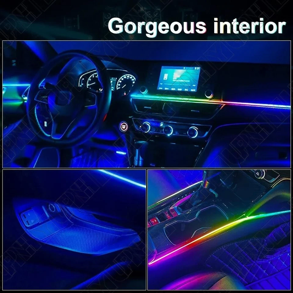 18 In 1 Car Symphony Ambient Light Remote APP RGB Led Atmosphere Acrylic Strip - Image 2 of 4