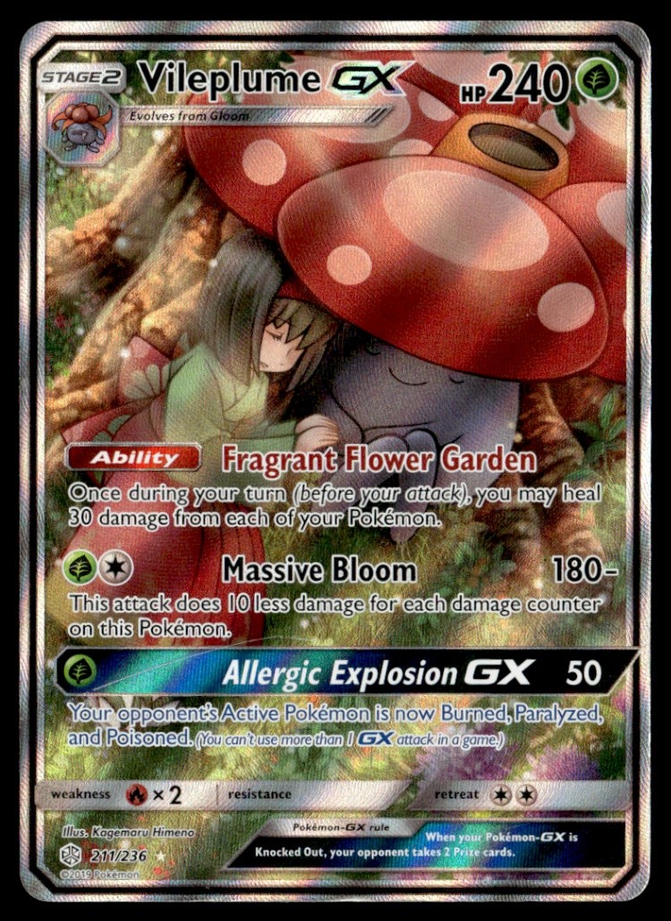 Vileplume GX (Full Art) Ultra Rare SM - Cosmic Eclipse 211/236 LP Pokémon TCG