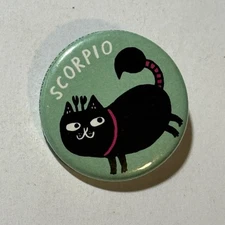 SCORPIO Catstrology Pinback Button By Gemma Correll c2018 Cartoon Astrology CATS