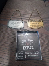 Jack Daniels 2x Bottle Metal Neck Tags Rare Bellagio Hotel + Quote + Bonus Lot