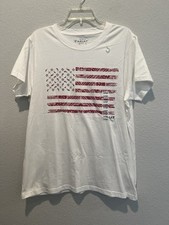 Ariat White USA Flag Tee Paisley Print Flag T-Shirt Womens Size L New