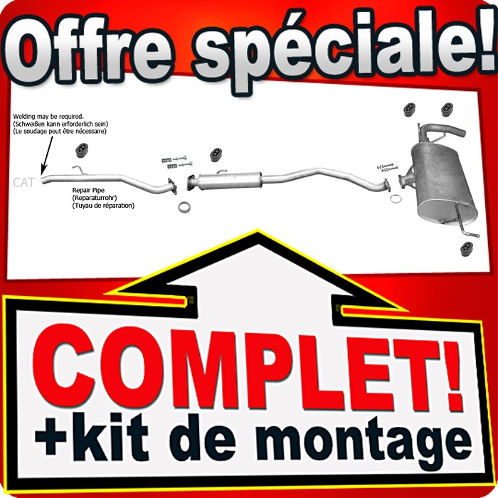 Ligne pot d'échappement robuste avec tuyau silencieux pour Suzuki Grand Vitara II