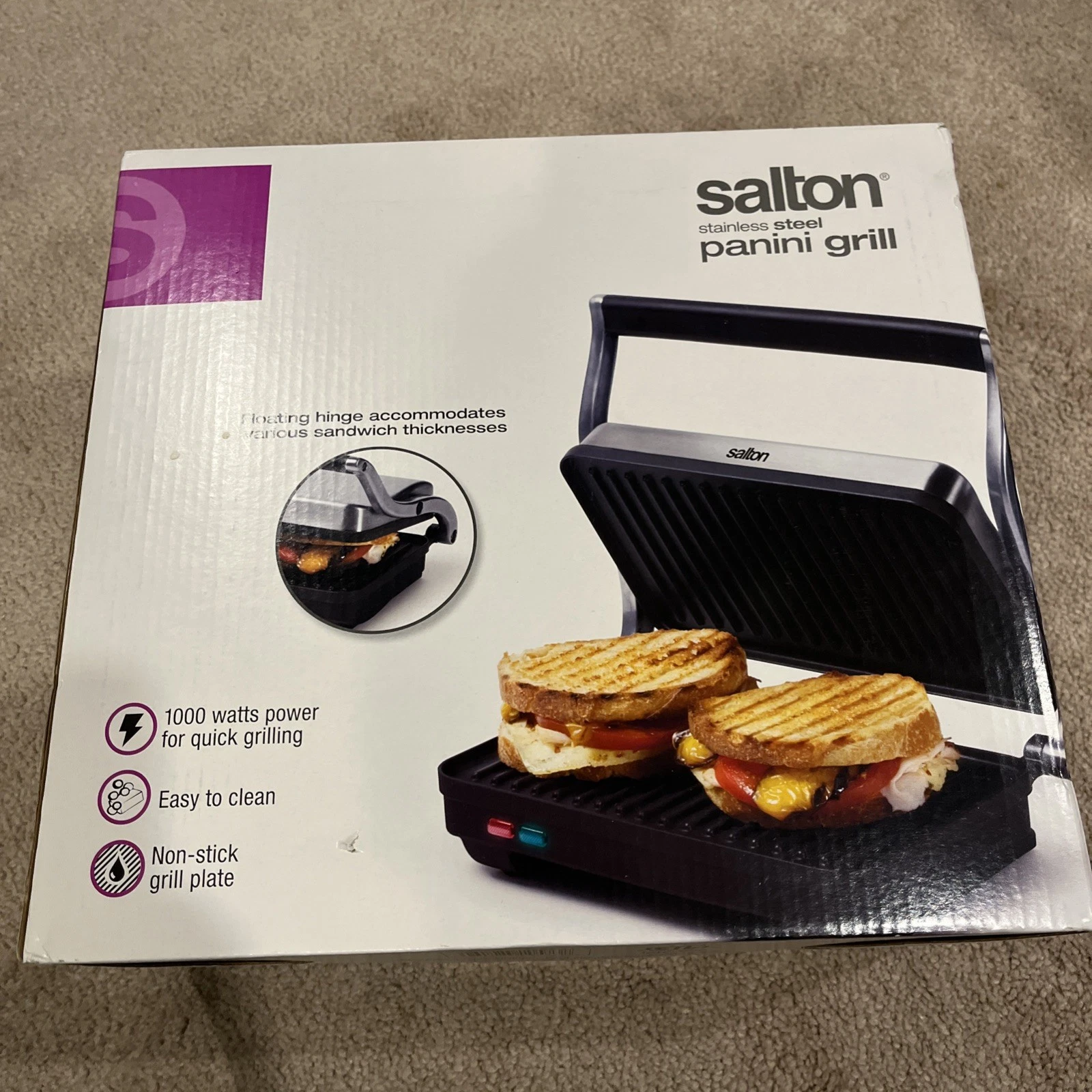 Salton Stainless Steel Panini Grill SG-1263 NIB