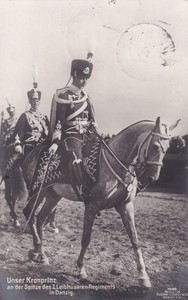 Original WWI RPPC Real Photo Postcard GERMAN CROWN PRINCE DEATHS HEAD HUSSAR 5