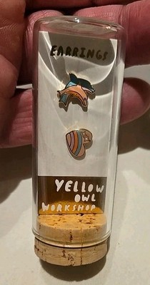New Yellow Owl Workshop 22K Karat Gold Gilt Dolphin Heart Pierced Stud Earrings