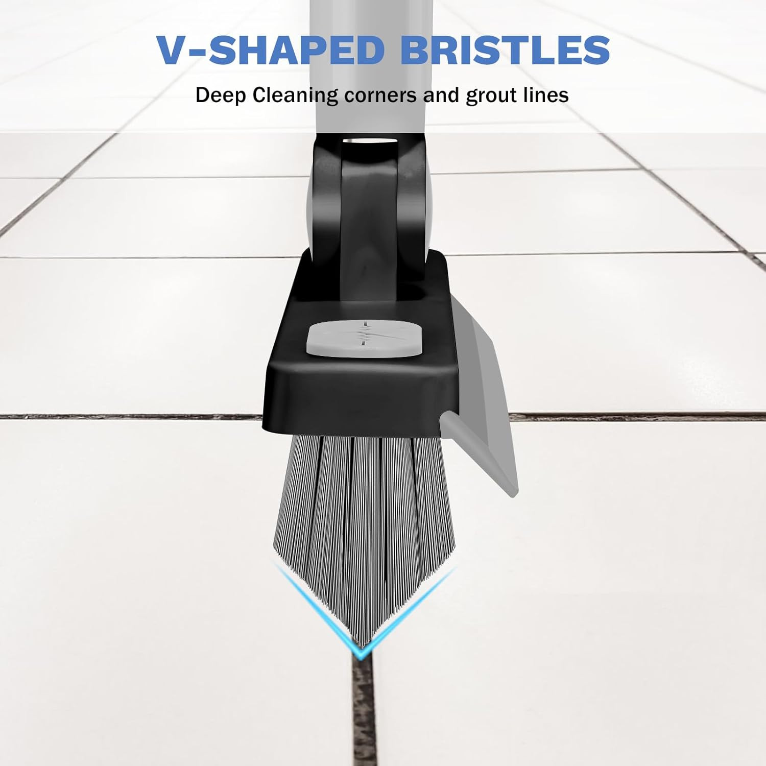 Grout Cleaner Brush w/ Long Handle V-Shaped Floor Scrub Brush Swivel Grout Brush