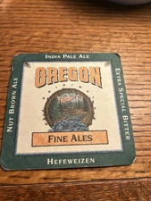 Oregon Fine Ales~From Northwest Finest Malts & Hops~ Beer Coaster ~4" square